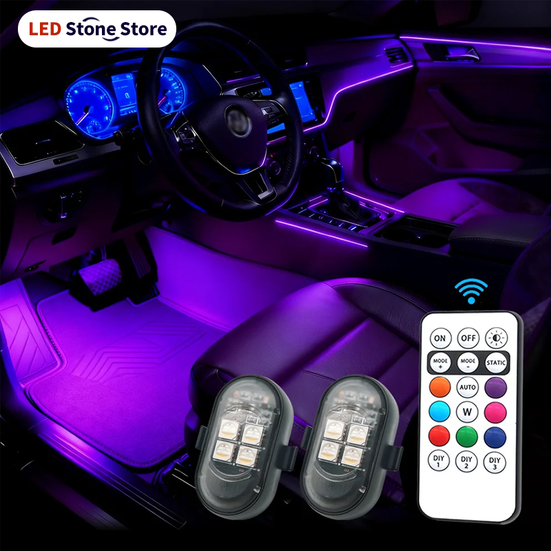 Led El Wire - Éclairage d'ambiance RGB pour voiture, batterie