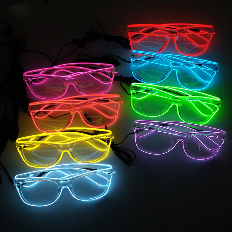 Led El Wire - Lunettes transparentes à fil EL clignotant,