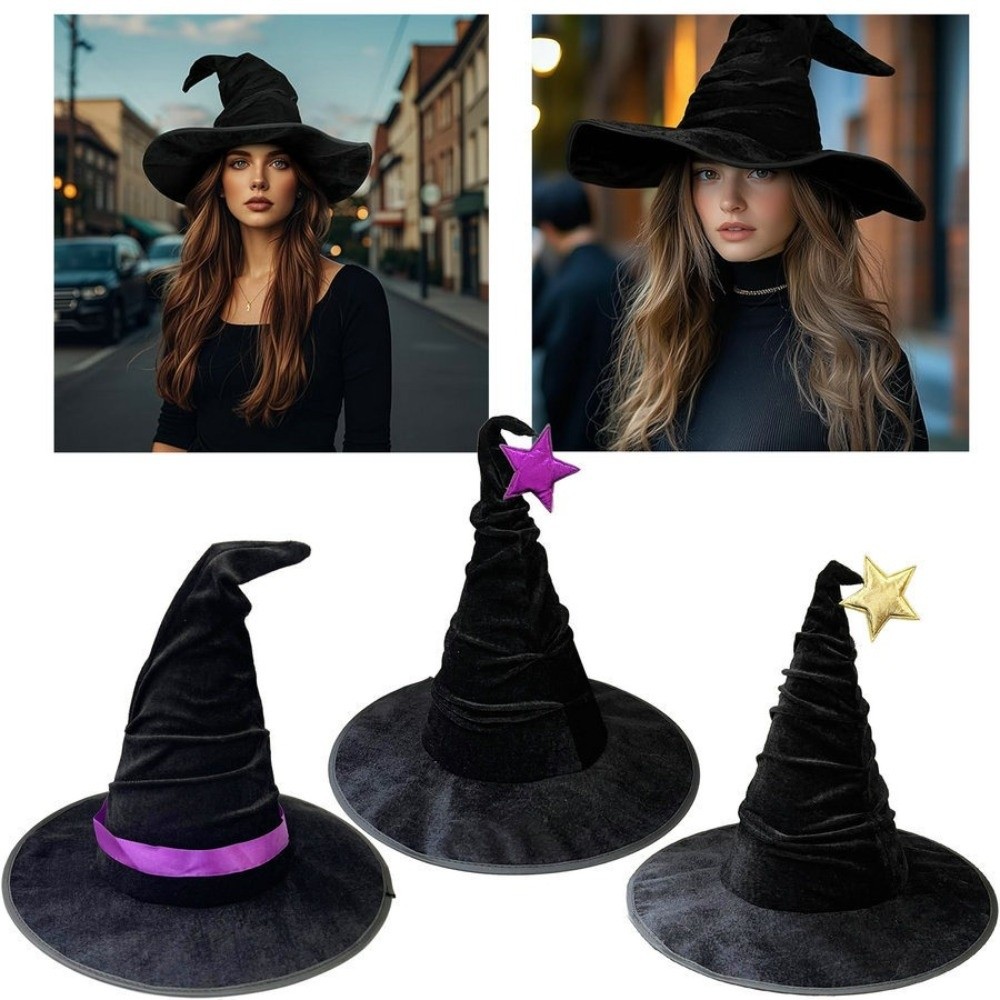 Easy Cosplay Prop - Chapeau de sorcière d'halloween en velours,