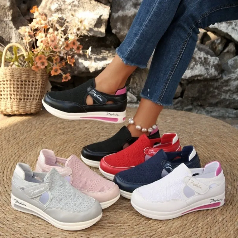 Baskets compensées pour femmes - Velcro Hook Loop avis et prix